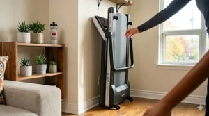 Ultra compact treadmill placed in a small Canadian apartment.