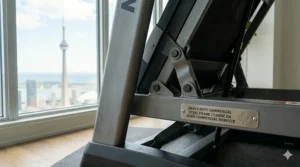 The heavy-duty steel frame construction of our vertical folding treadmills.