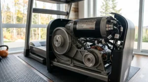 Internal motor component view of a quiet, durable high-performance home treadmill.
