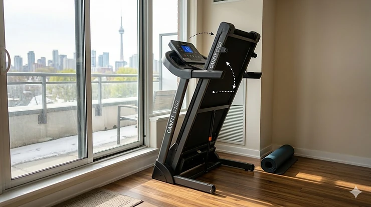 A person confidently using a home treadmill for a beginner fitness routine. treadmill for beginners