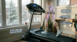 Diagram demonstrating the benefits of light incline walking for beginners.