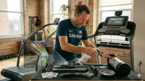 Simple maintenance checklist for home gym treadmills in Canada. / Liste de contrôle d'entretien simple pour les tapis roulants de gym à domicile au Canada.