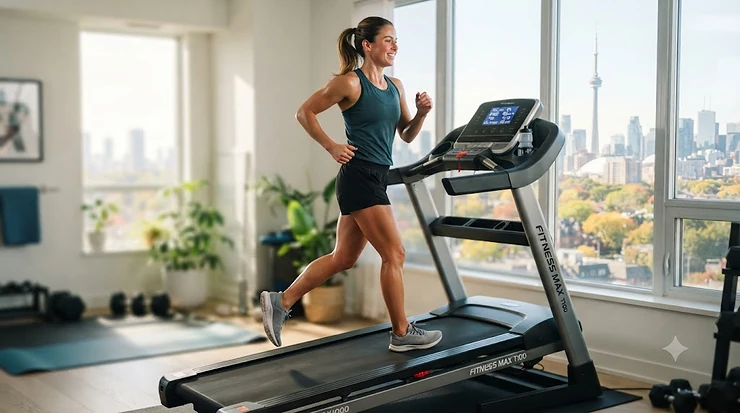 Person jogging on a compact treadmill with incline, budget-friendly fitness equipment under $1000. treadmill with incline under 1000