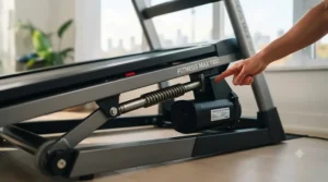 Side profile view of a motorized incline system on a reliable treadmill under 1000.