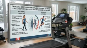 Comparison of recommended speeds for walking vs running on a treadmill.