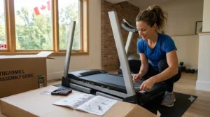 Organized storage solution for home fitness equipment in a Canadian home. | Solution de rangement organisée pour l'équipement de fitness à domicile dans une maison canadienne.