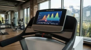 Line graph outlining a 30-minute interval routine on a treadmill to simulate hills for cardiovascular endurance.