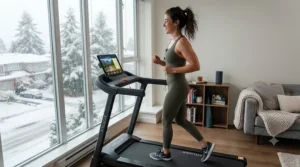 App-connected treadmill for small spaces providing a reliable indoor workout solution during Canadian winters.