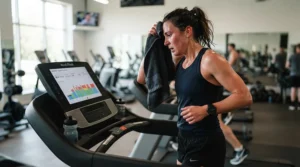 A runner following a structured interval training program on an advanced incline treadmill for runners.