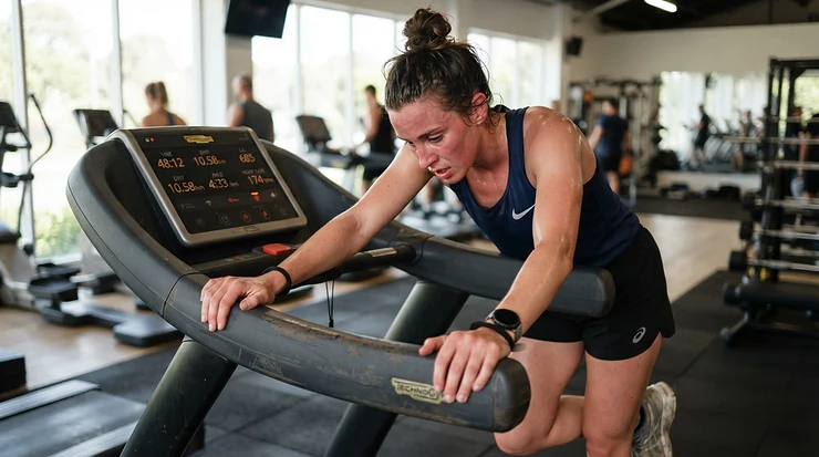 Completing a multi-hour endurance block on a treadmill for marathon training in Calgary