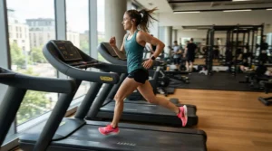 Practising race pace intervals on a high-performance treadmill for marathon training